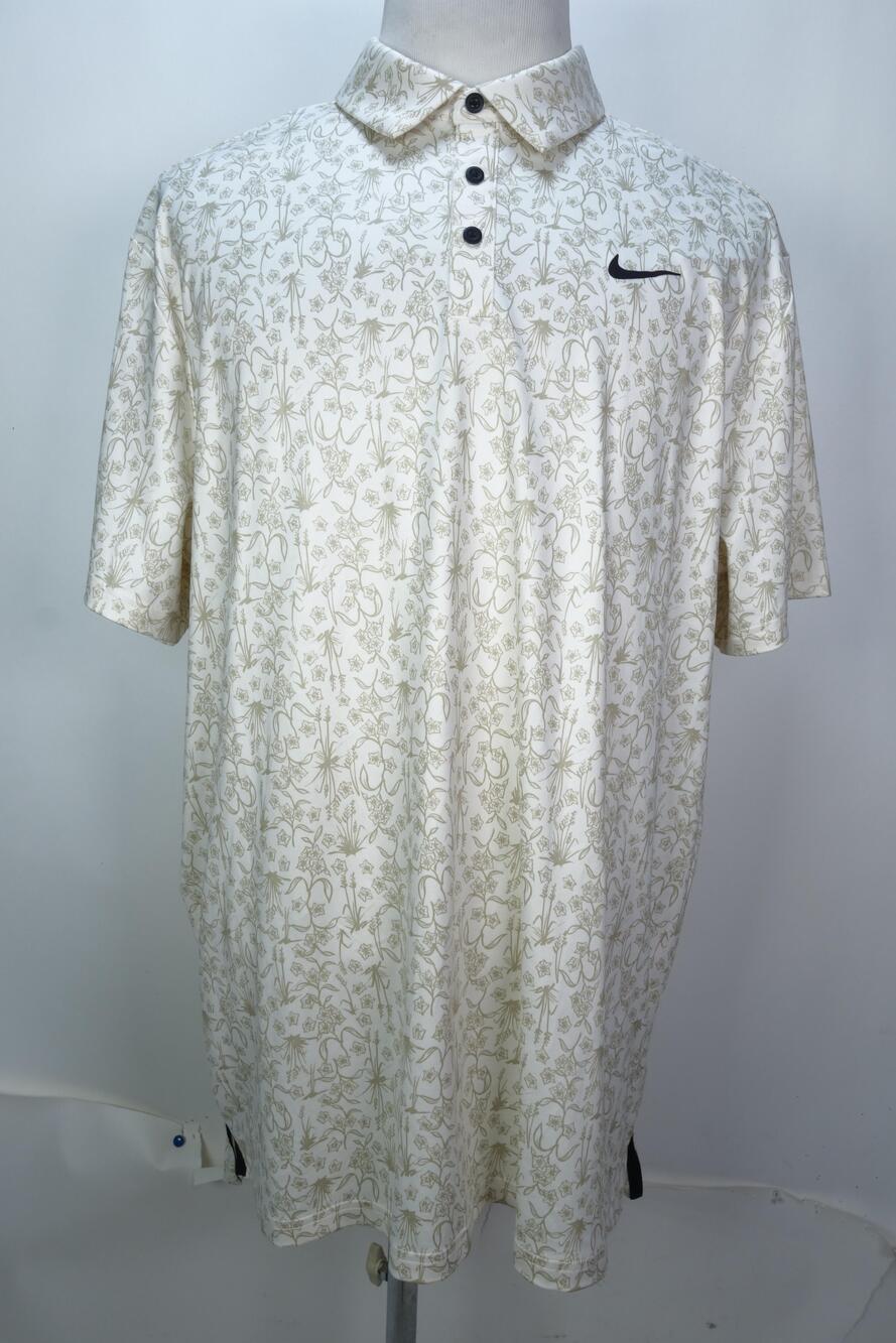 Nike Dri-FIT Floral Polo Shirt Mens XL White Golf Short Sleeve HM5794-110
